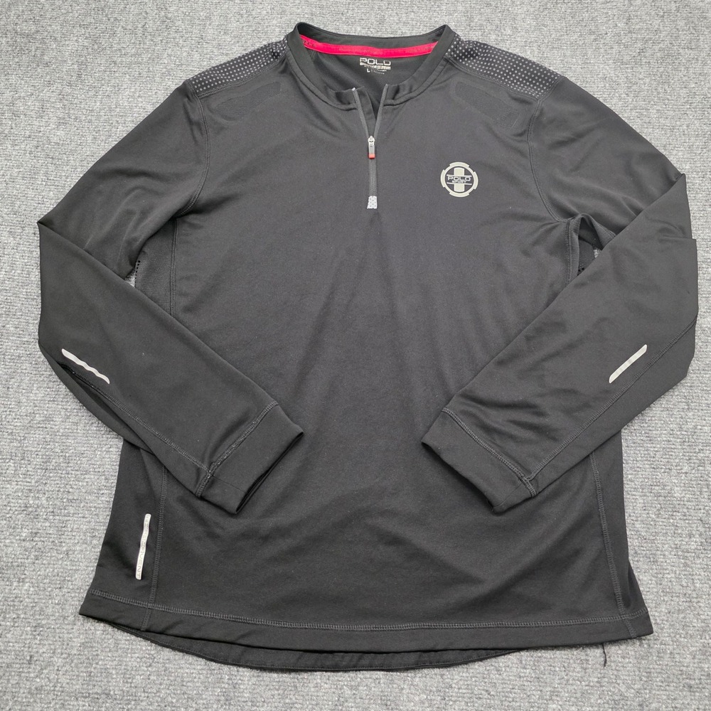 Polo Sport Ralph Lauren Mens Black ThermoVent 1/4 Zip Pullover Shirt Large